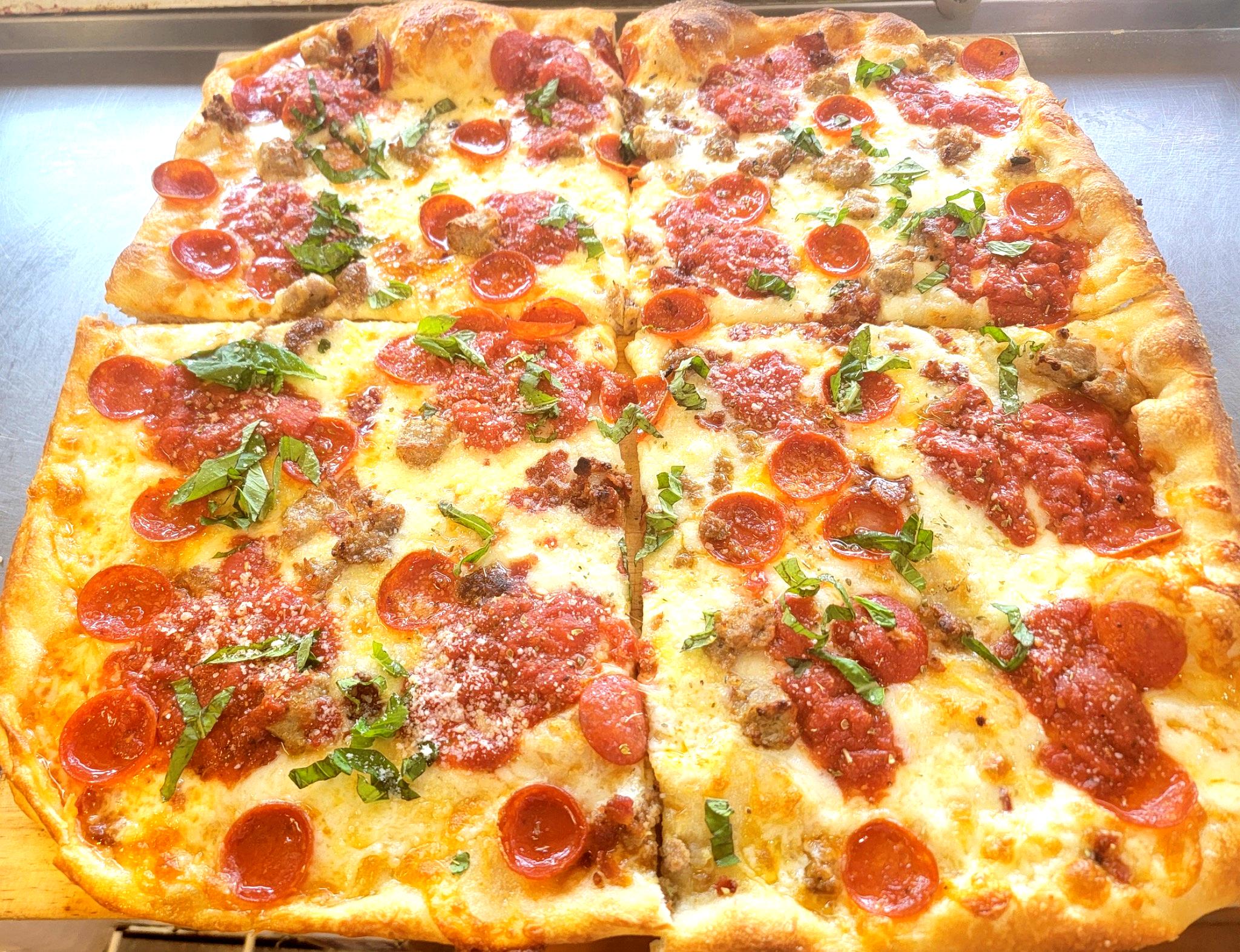 Fresh Sicilian pepperoni pizza straight from Zorro's oven